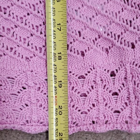 Heartloom Pink Knit Novella With Gold Accent Cotton Feminine Coquette Cardigan M - Picture 11 of 13